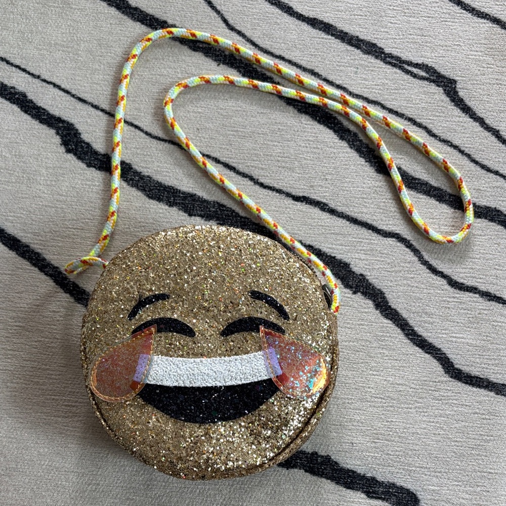 Crewcuts Gold Glitter Emoji Crossbody Bag